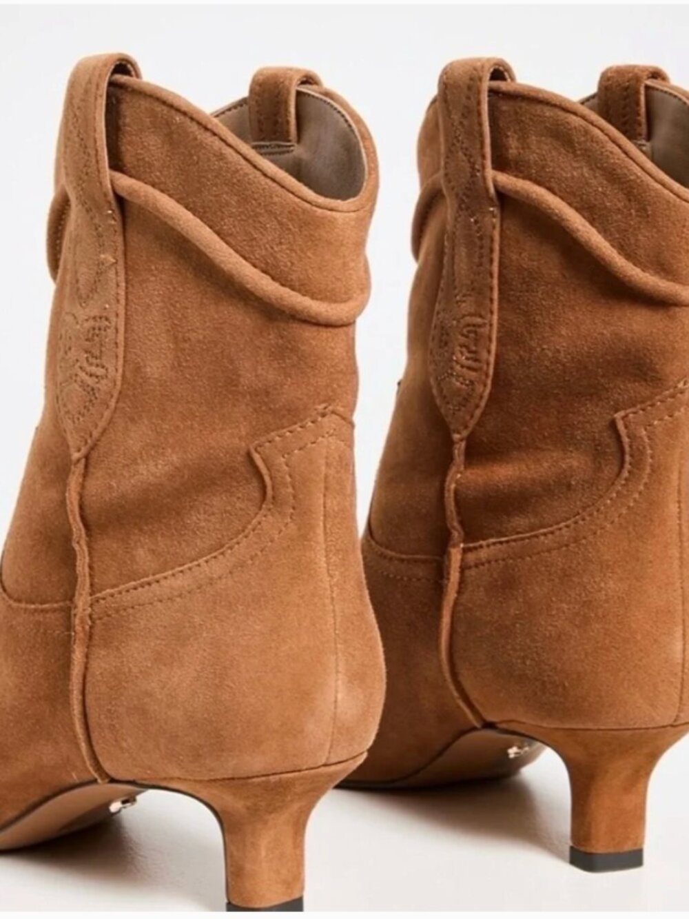 Sam Edelman Taryn Suede Pull On Western Point Squared Toe Kitten Heel Boots 8.5 - Picture 3 of 13